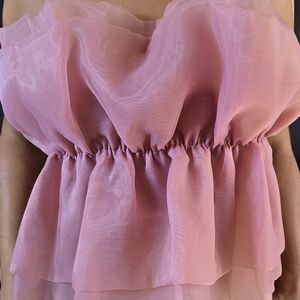 Zara Organza BandeauTop Pink Sz M NWT